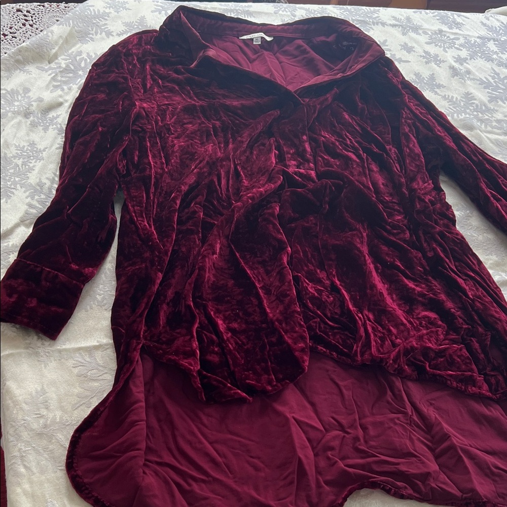 John Mark Rich Burgundy Velvet Top